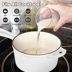 2 Quart Saucepan with Lid, Leonyo Enameled Cast Iron Sauce Pan, Heavy Duty - Image 5