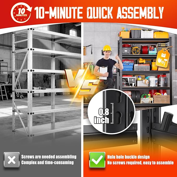 Set of 2 Garage Shelving-2050 lbs 5 Tier Storage Shelves, Adjustable Heavy Duty - Image 6