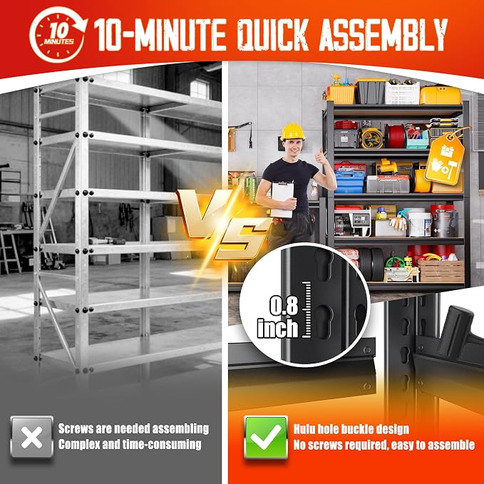 Set of 3 Garage Shelving-2050LBS 5 Tier Storage Shelves, Adjustable Heavy Duty - Image 6