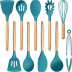 E-far Blue Silicone Cooking Utensils Set, 10-Piece Kitchen Utensils Set by E-far