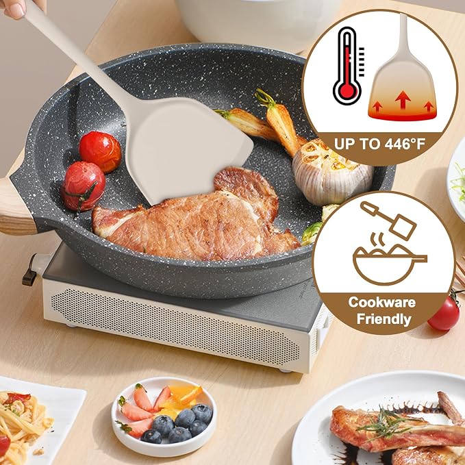 TeamFar Cooking Utensils Set of 4, Silicone Kitchen Utensils, Solid & Slotted - Image 3