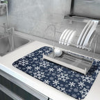 Christmas Dish Drying Mat for Kitchen Counter 24x18 Inch Xmas Snowflake Drying - Image 2
