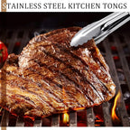Meanplan 50 Pcs Small Stainless Steel Kitchen Tongs 7 Inch Food Serving Tongs - Image 6