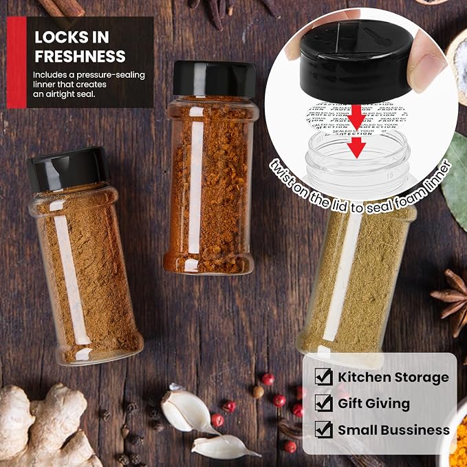TUZAZO 24 Pcs Spice Bottles Plastic Seasoning Containers, 3 Oz Clear Plastic - Image 6