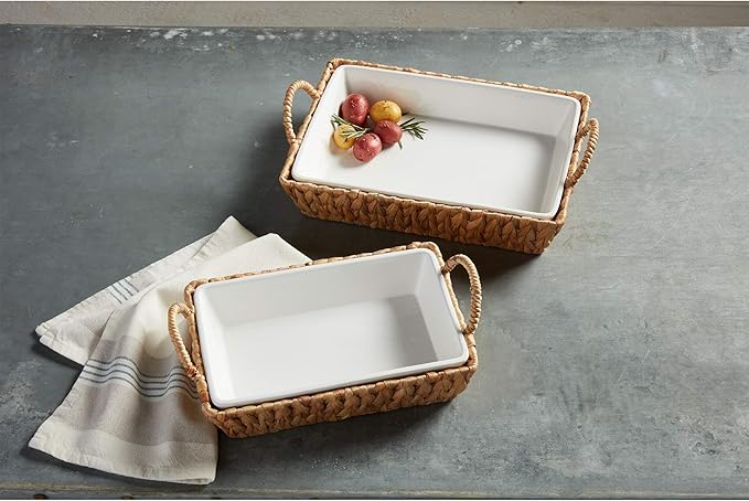 Mud Pie Hyacinth Basket Set, small baker 7" x 11" | large baker 13" x 18 1/2" - Image 3