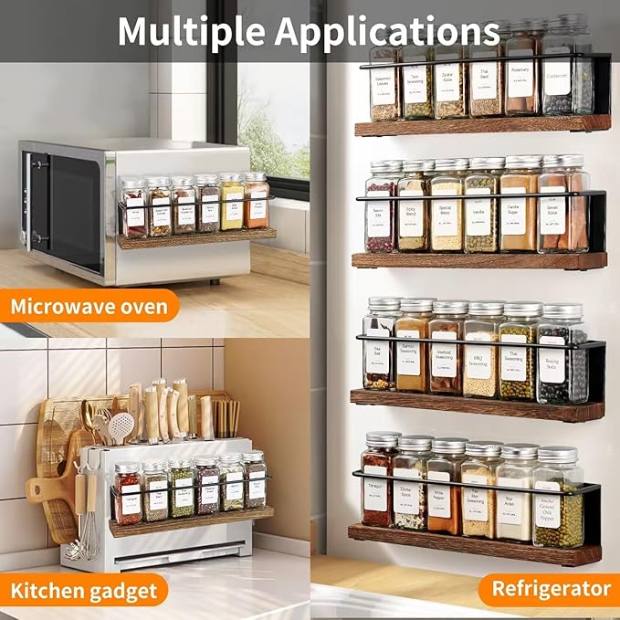 Magnetic Spice Rack with 24 Jars, 216 Labels, 1 Steel Funnel - Image 6