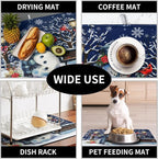 Winter Snowman Dish Drying Mat for Kitchen Counter 16x18, Xmas Snowflakes Dish - Image 7