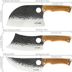 9 PCS Butcher Viking Camping Knife Set, 6.5" Viking Knife, 3 Knife Sheath - Image 2