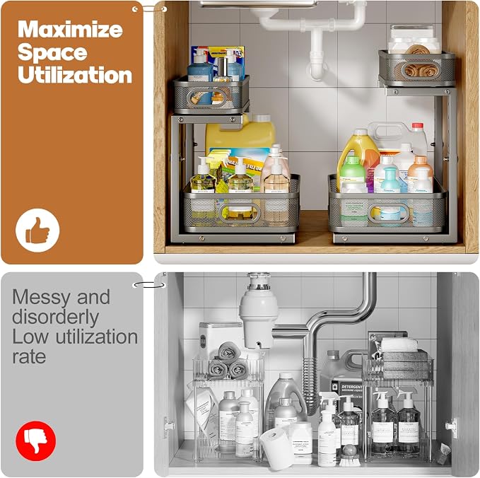 2 Pack 19.3IN-Depth Under Sink Organizer - Image 5