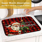 Merry Christmas Santa Claus Red Buffalo Plaid Dish Drying Mat - Image 7