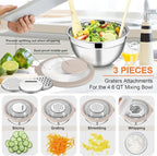 E-far Mixing Bowls Set of 5, Stainless Steel Salad Mixing Bowl - Image 3