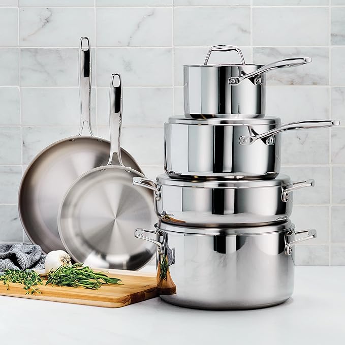 Tramontina Signature Tri-Ply Clad Stainless Steel 10-Piece Cookware Set - Image 2