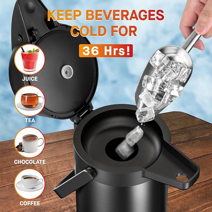 Airpot Coffee Carafe for Keeping Hot - 102 OZ/ 3.0L Coffee Dispenser - - Image 4