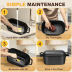 7QT Oval Dutch Oven for Sourdough Bread Baking, Pre-Seasoned Cast Iron Bread Pan - Image 8
