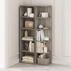 Furinno Reed Corner Shelf, 5-Tier Corner Bookshelf, Book Shelf, Corner Shelves - Image 2