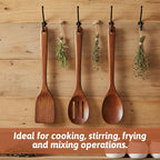 3PCS Wooden Spoons for Cooking 12 inch Non Scratch Woodens Spatulas Set - Image 5