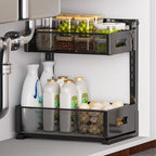 Under Sink Organizer for Bathroom & Kitchen, Under Cabinet Storage Shelf by petiza