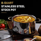 Ciwete 8 Quart Stock Pot, 3 Ply Whole Clad Stainless Steel Stock Pot, 8 QT - Image 7