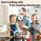 Silicone Cooking Utensils Set, E-far 14-Piece Gray Kitchen Utensils Set - Image 7