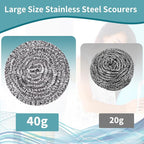 Carrie Joe Stainless Steel Scourer Heavy Duty Scrubber Pads Steel Wool Pack of 6 - Image 3