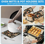 Watercolor Forest Mushroom Oven Mitts and Pot Holders Sets Heat Resistant 4Pcs - Image 6
