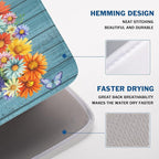 Vintage Floral Dish Drying Mat for Kitchen Counter Rustic Flower Vases Wooden - Image 4