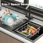 Dish Drying Rack in Sink: Expandable, 3-Slot Utensil Holder, Anti-Slip Handle. - Image 8