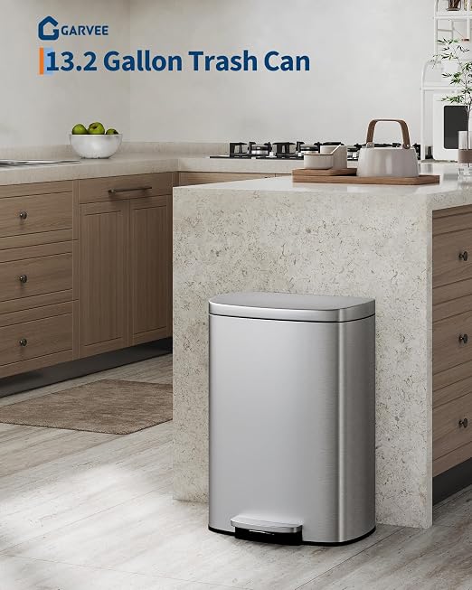 Garvee 13 gal / 50 L Stainless Steel Kitchen Trash Can - Image 6