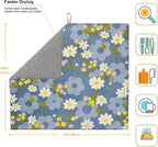 Daisy Flowers Dish Drying Mat for Kitchen Counter, Large Drying Kitchen Mat - Image 2