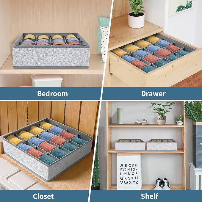 Joyoldelf Sock Drawer Organizer Divider Underwear Organizer 16-cell Fabric - Image 4