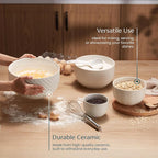 KooK Ceramic Mixing Bowls, Nesting Set of 4, Embossed Kitchen Dishware - Image 3