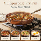 Gotham Steel Hammered Copper 14 Inch Non Stick Frying Pan - Image 2