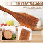 DEBETOOL 6-Piece Acacia Cooking Utensils- Natural Wooden Cooking Spoons - Image 2