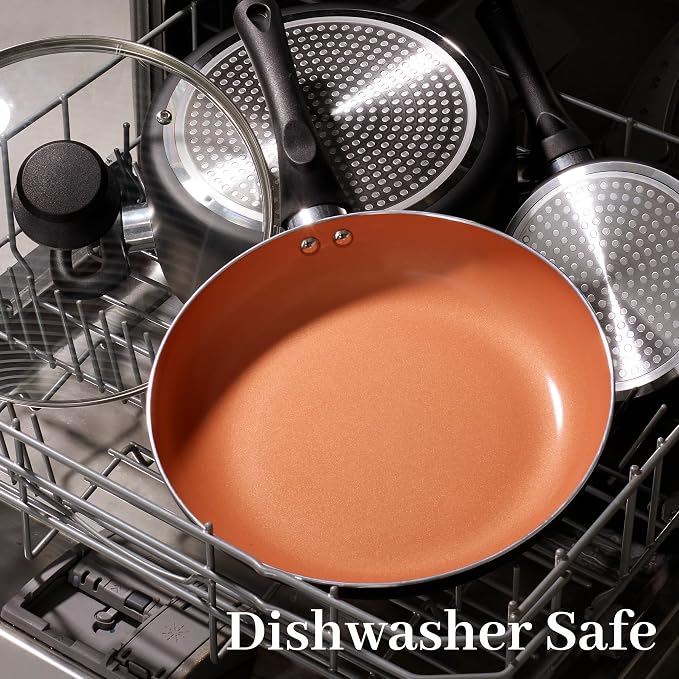 BECIGAR 8pcs Gold Ceramic Pots and Pans Set, Cooking Pan Set, Cooking Pot Set - Image 7