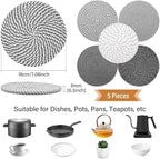 Tidponra Trivet Mats Set for Hot Dishes, 5 Heat Resistant Pot Holders Kitchen - Image 2