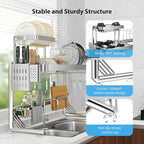 Over Sink Dish Drying Rack, Upgrade 2.5-Tier 304 Stainless Steel Dish Rack - Image 3