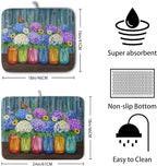 Hydrangea Dish Drying Mat Spring Summer Floral Jars Kitchen Drying Mats - Image 2