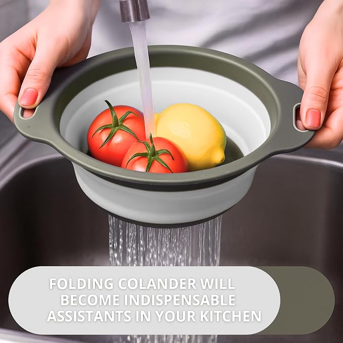 Round Silicone White Colander Collapsible – Foldable White Kitchen Strainer - Image 7