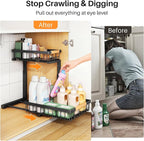 PXRACK Under Sink Organizer, Adjustable Height, 2 Tier Pull Out Under Cabinet - Image 4