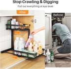 PXRACK Under Sink Organizer, Adjustable Height, 2 Tier Pull Out Under Cabinet - Image 4