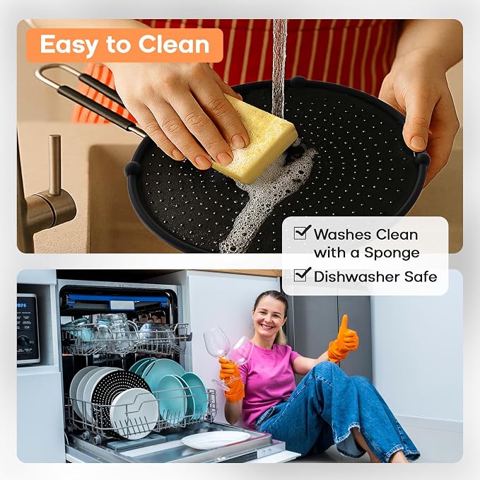 Splatter Screen for Frying Pan | USA Brand | 13-Inch Black, Fit Pans Silicone - Image 7