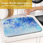 Giwawa 16"x18" Winter Blue Snowflakes Dish Drying Mat Christmas Snow Falling - Image 7