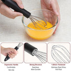 HOTEC 4 Pieces Stainless Steel Whisks Set, Wire Balloon Whisks Egg Beater - Image 5
