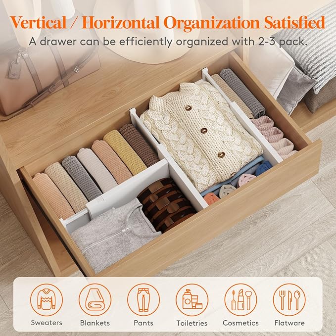 Lifewit 5 Pack 6" High Drawer Dividers 34-56cm/13.5-22" Adjustable Drawer - Image 5