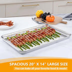 Homikit Baking Sheet with Rack Set, 20x14 Inches Large Stainless Steel Cookie - Image 3