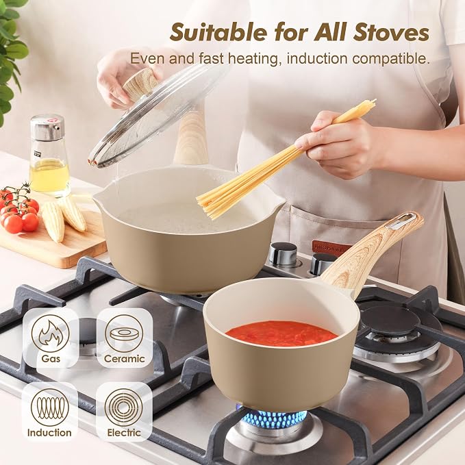 SENSARTE 1.5 & 2.5 Quart Ceramic Sauce Pan Sets - Image 4