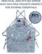 Denim Apron with Pockets for Hair Stylist Gardening Craftsmen Barista Women - Image 8