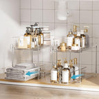 Vtopmart 2 Tier Bathroom Storage Organizer, 2 Pack Clear Under Sink Organizers - Image 2