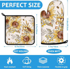 Watercolor Sunflower Oven Mitts and Pot Holders Sets Heat Resistant 4Pcs - Image 2