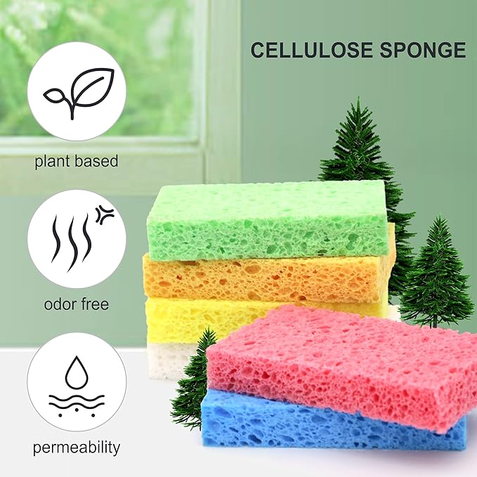 Cellulose Sponges, Heavy Duty Scrub Kitchen Sponge, Clean Tough Messes Without - Image 5